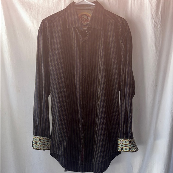 Robert Graham Blue and Gold Striped Shirt - Picture 2 of 10